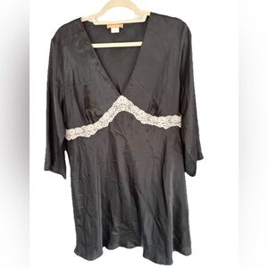 Sensara Black and pink Lace Chemise with Empire Waist XL